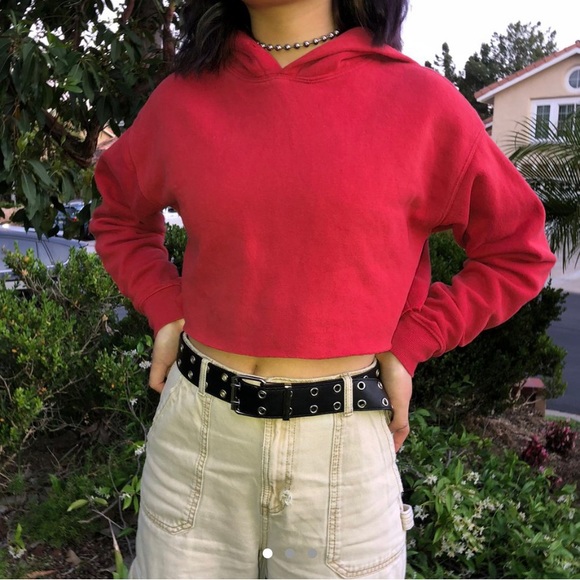 red hoodie cropped